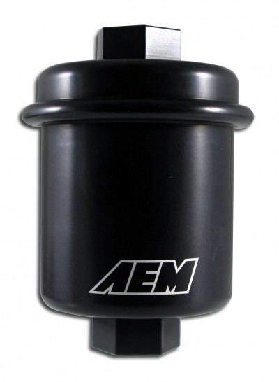 High Volume Fuel Filter. Black. Acura & Honda. Inlet: 14mm X 1.5 Outlet: 12mm X 1.25