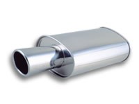 STREETPOWER Oval Muffler w/ 4" Round Angle Cut Tip (3" inlet)