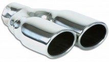 Dual 3.25" x 2.75" Oval Stainless Steel Tips (Single Wall, Angle Cut)
