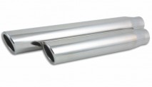 3.5" Round Stainless Steel Tip (Single Wall, Angle Cut) - 2.5" inlet, 18" long