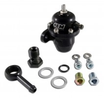 Adjustable Fuel Pressure Regulator. Black. Acura & Honda Inline Flange with 90 Degree Return Line Fitting
