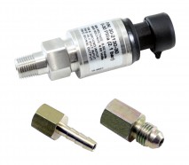 30 PSIa or 2 Bar Stainless Sensor Kit. Stainless Steel Sensor Body. 1/8" NPT Male Thread. Includes: 30 PSIa or 2 Bar Stainless Sensor, Connector, Pins, 1/8" NPT to -4 Adapter & 1/8" NPT to 3/16" Barb Adapter