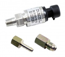75 PSIa or 5 Bar Stainless Sensor Kit. Stainless Steel Sensor Body. 1/8" NPT Male Thread. Includes: 75 PSIa or 5 Bar Stainless Sensor, Connector, Pins, 1/8" NPT to -4 Adapter & 1/8" NPT to 3/16" Barb Adapter