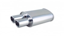 STREETPOWER Oval Muffler w/ Dual 3.5" Round Angle Cut Tips (2.5" inlet)